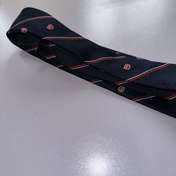 Uniform Tie Made By Martin’s Uniform (58L 3W) Navy Blue With Red And While Strip - Picture 6 of 6